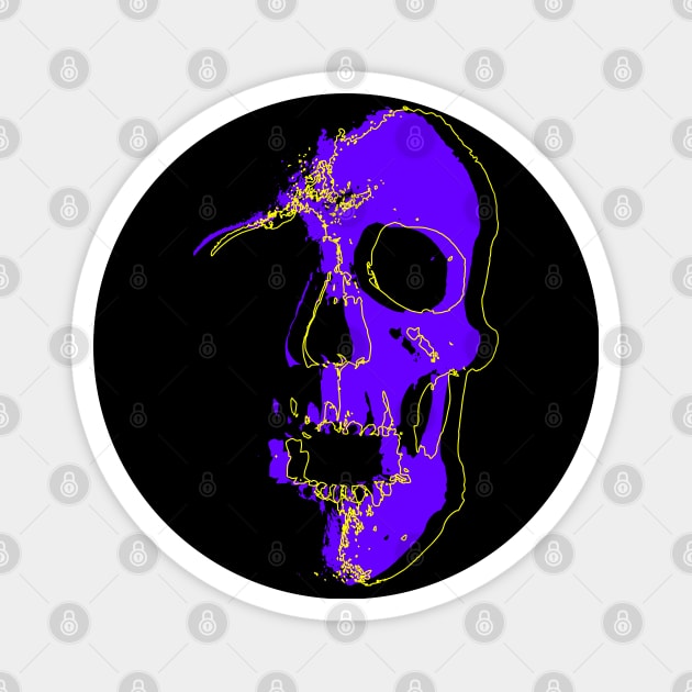 Neon Purple Skull Magnet by CJ Ramirez